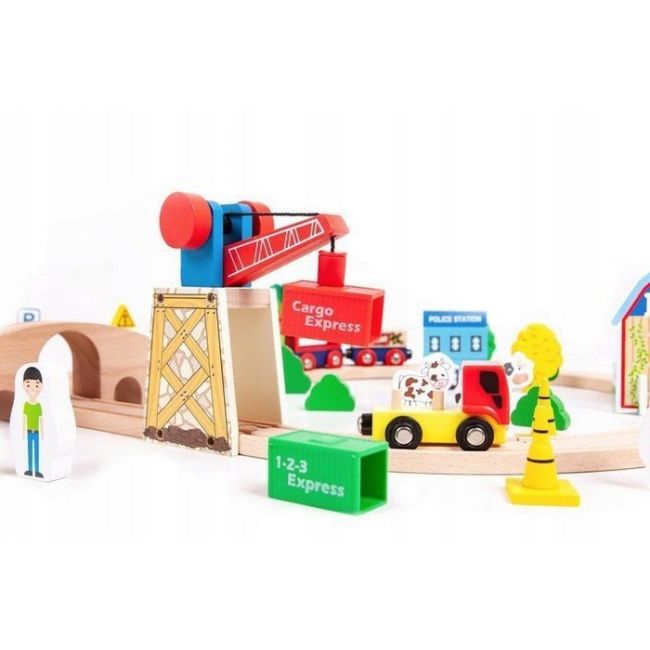 Circuit din lemn cale ferata din 78 piese ecotoys hm008999 edeedihm008999