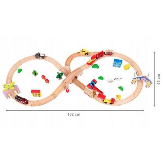 Circuit din lemn cale ferata din 78 piese ecotoys hm008999 edeedihm008999