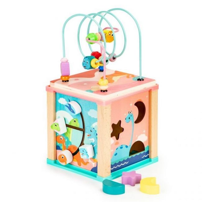 Cub educational din lemn ecotoys dino hm015471 edeedihm015471