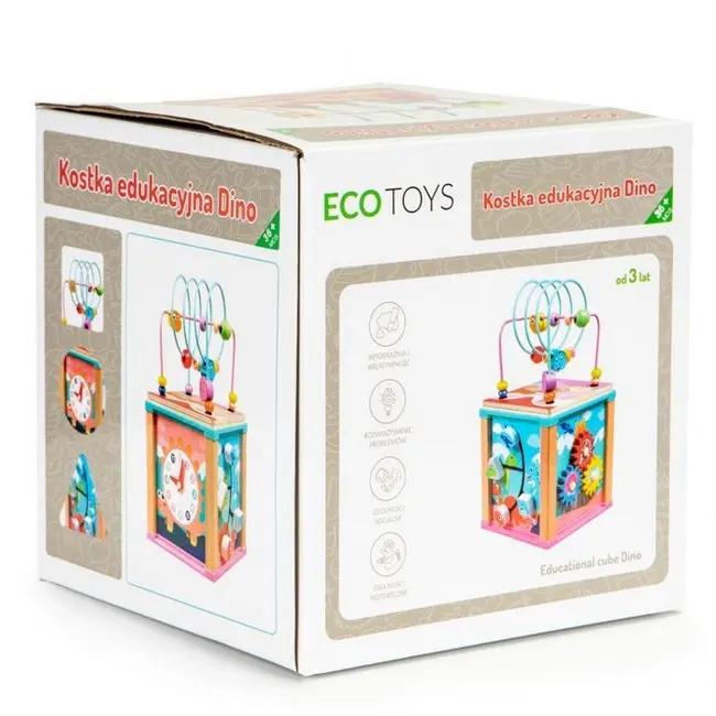 Cub educational din lemn ecotoys dino hm015471 edeedihm015471