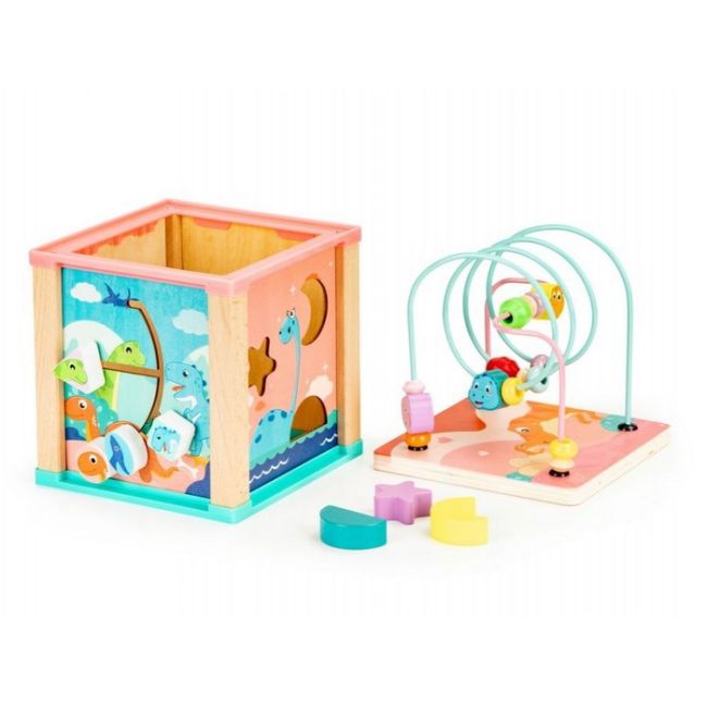 Cub educational din lemn ecotoys dino hm015471 edeedihm015471