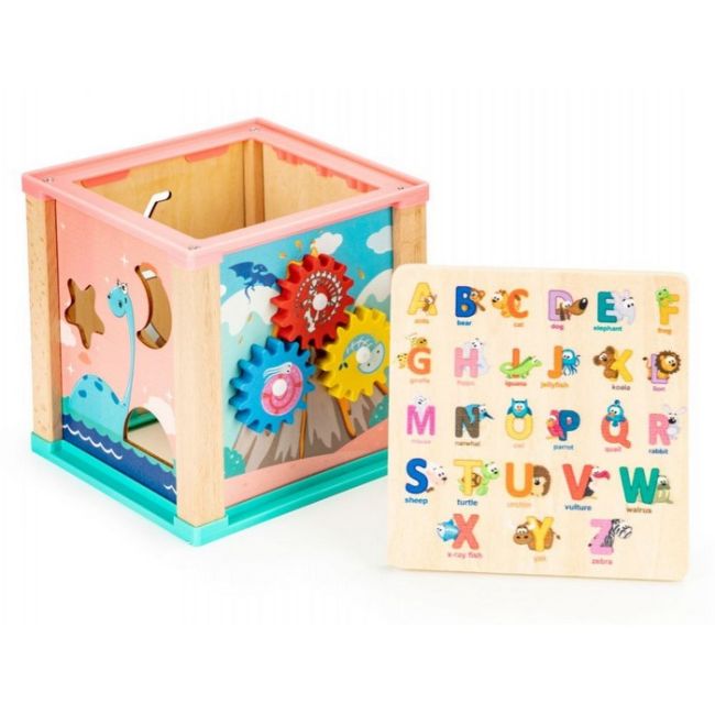 Cub educational din lemn ecotoys dino hm015471 edeedihm015471