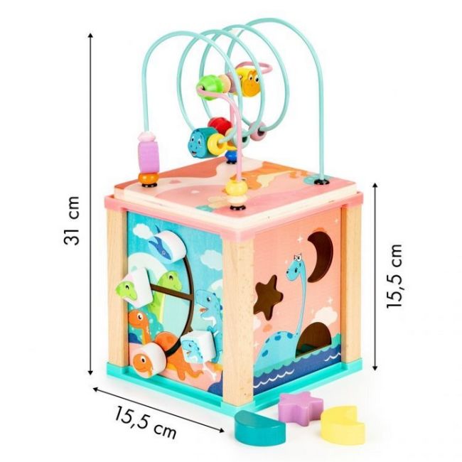 Cub educational din lemn ecotoys dino hm015471 edeedihm015471