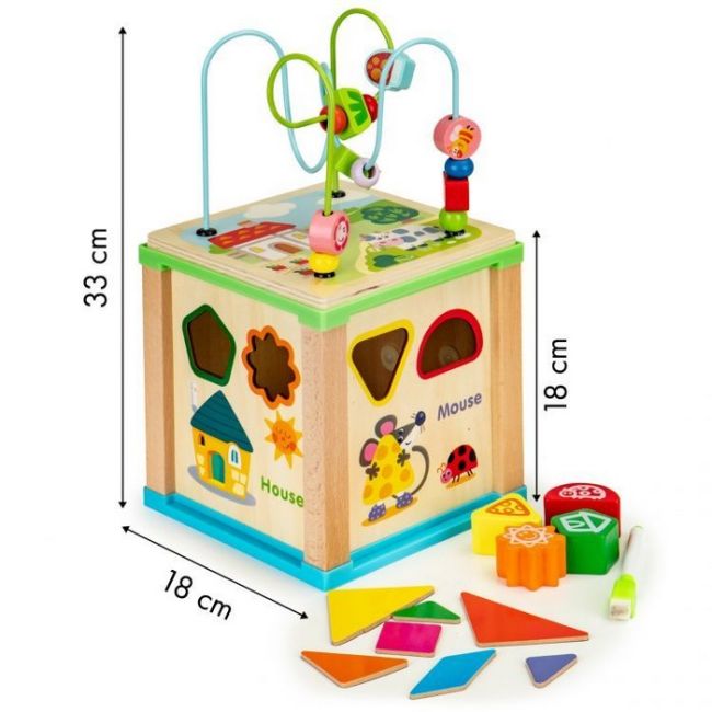 Cub educational din lemn cu tabla ecotoys hm015470 edeedihm015470