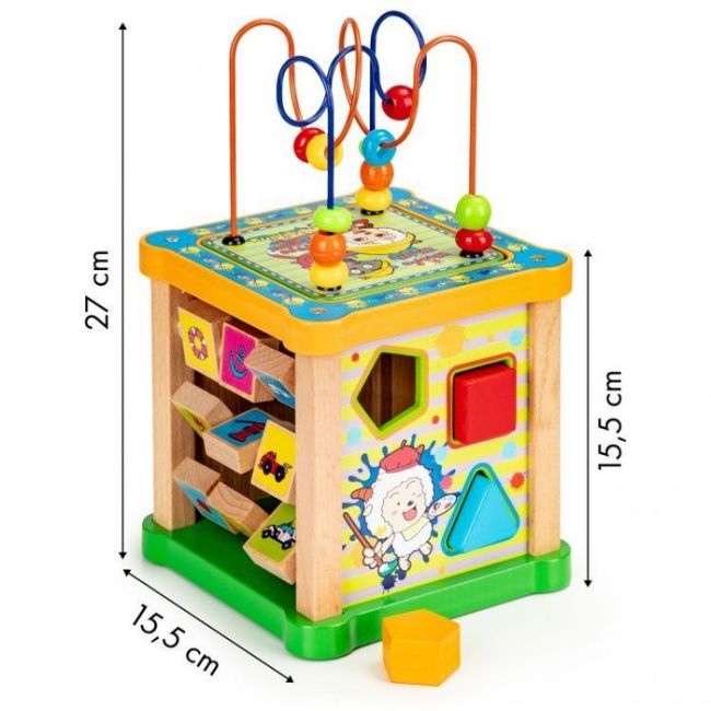 Cub educational din lemn cu tabla ecotoys hm015473 edeedihm015473