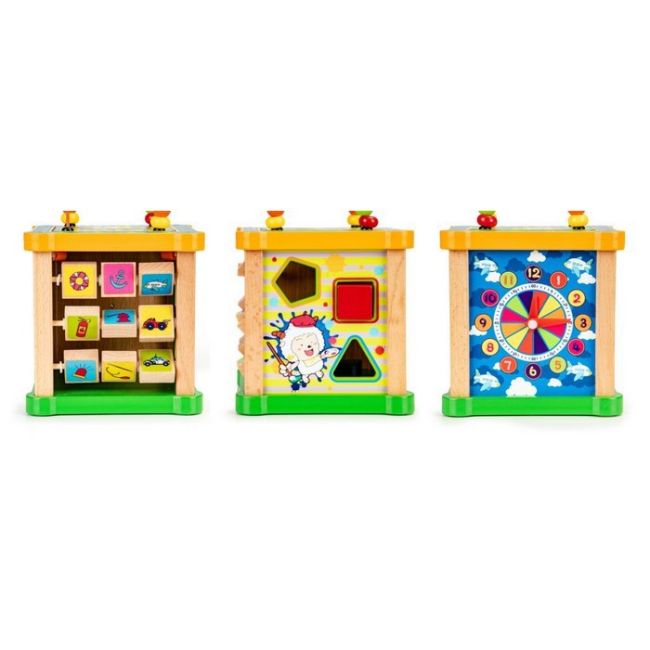 Cub educational din lemn cu tabla ecotoys hm015473 edeedihm015473