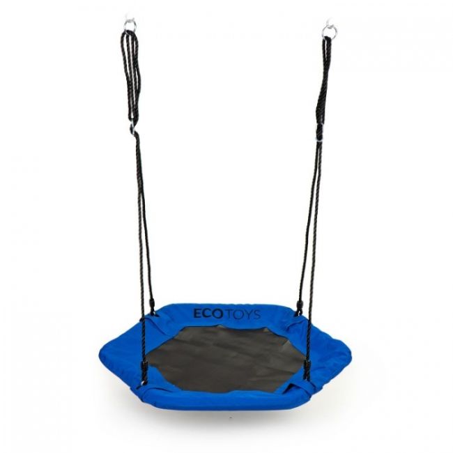 Leagan pentru copii hexagonal, tip cuib de barza, suspendat, ecotoys mir6023 - albastru edeedimir6023blue
