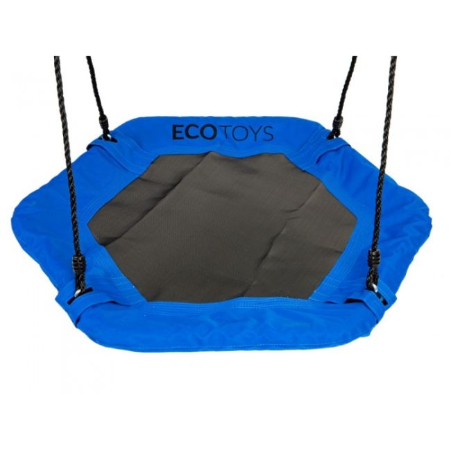 Leagan pentru copii hexagonal, tip cuib de barza, suspendat, ecotoys mir6023 - albastru edeedimir6023blue