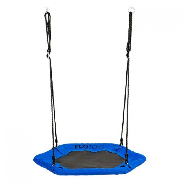 Leagan pentru copii hexagonal, tip cuib de barza, suspendat, ecotoys mir6023 - albastru edeedimir6023blue