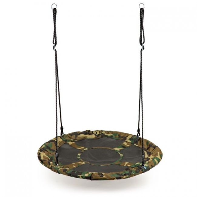 Leagan pentru copii rotund, tip cuib de barza, suspendat, 100 cm, ecotoys mir6001 - camuflaj edeedimir6001camo