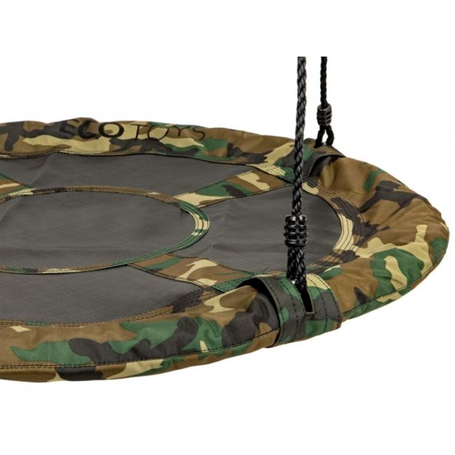 Leagan pentru copii rotund, tip cuib de barza, suspendat, 100 cm, ecotoys mir6001 - camuflaj edeedimir6001camo