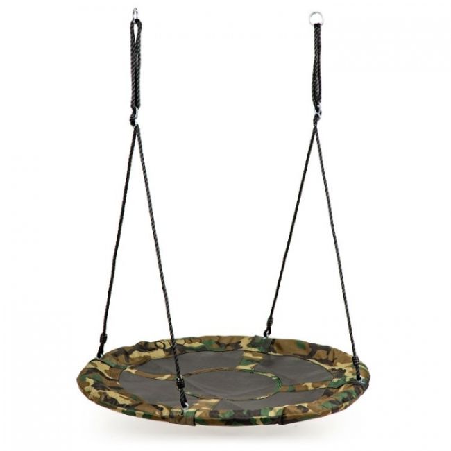 Leagan pentru copii rotund, tip cuib de barza, suspendat, 100 cm, ecotoys mir6001 - camuflaj edeedimir6001camo