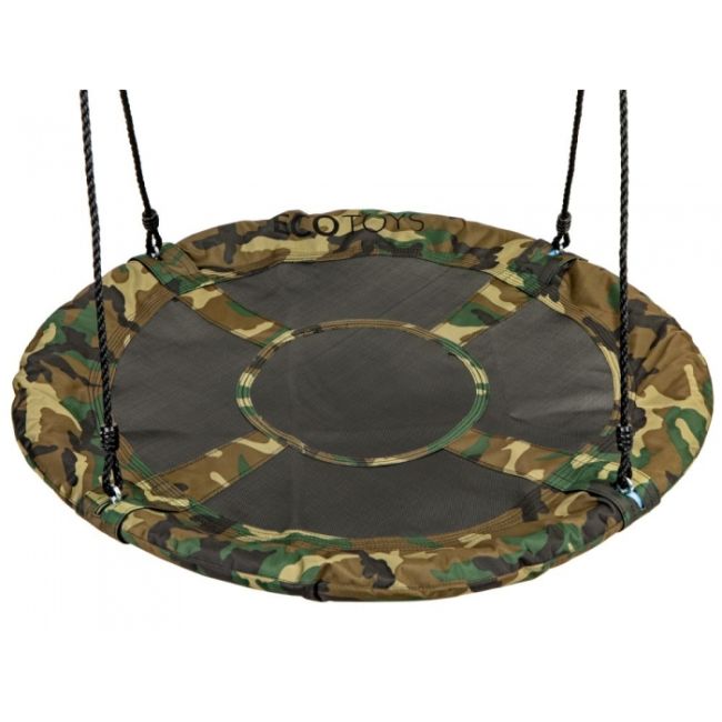 Leagan pentru copii rotund, tip cuib de barza, suspendat, 100 cm, ecotoys mir6001 - camuflaj edeedimir6001camo
