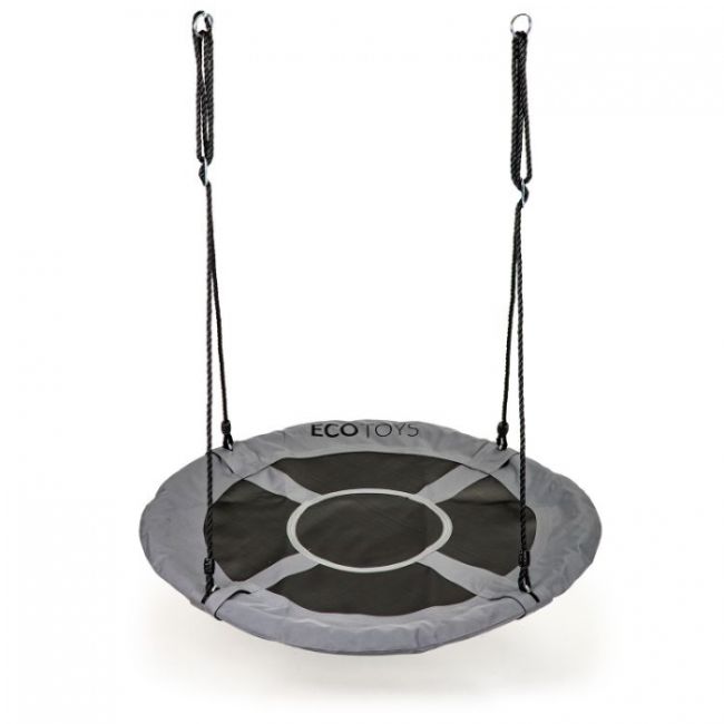Leagan pentru copii rotund, tip cuib de barza, suspendat, 100 cm, ecotoys mir6001 - gri edeedimir6001gray