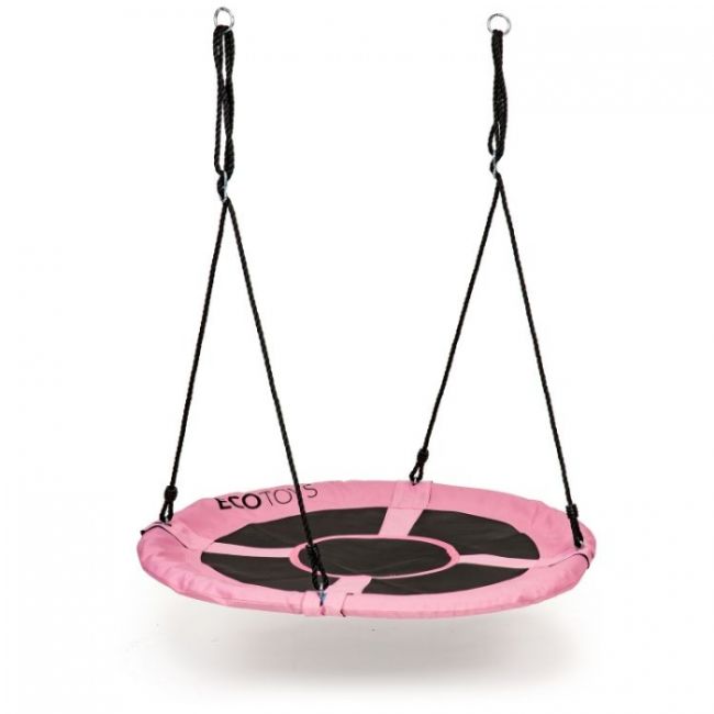 Leagan pentru copii rotund, tip cuib de barza, suspendat, 100 cm, ecotoys mir6001 - roz edeedimir6001pink