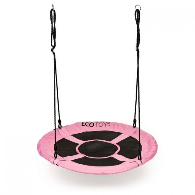 Leagan pentru copii rotund, tip cuib de barza, suspendat, 100 cm, ecotoys mir6001 - roz edeedimir6001pink