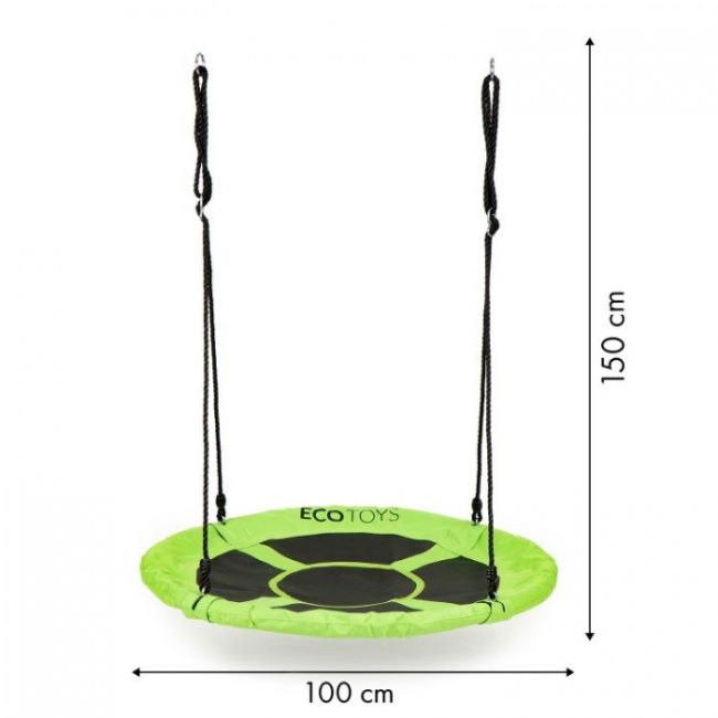 Leagan pentru copii rotund, tip cuib de barza, suspendat, 100 cm, ecotoys mir6001 - verde edeedimir6001green