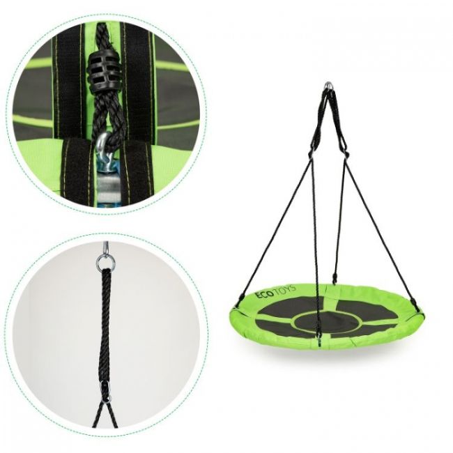 Leagan pentru copii rotund, tip cuib de barza, suspendat, 100 cm, ecotoys mir6001 - verde edeedimir6001green