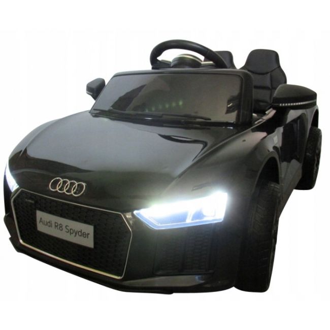 Masinuta electrica cu telecomanda, roti eva, scaun piele audi r8 r-sport - negru edeedir8elnegru