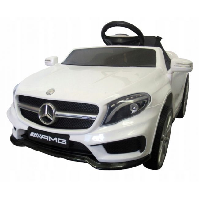 Masinuta electrica cu telecomanda, roti eva, scaun piele mercedes gla45 - alb edeediamggla45elalb