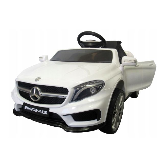 Masinuta electrica cu telecomanda, roti eva, scaun piele mercedes gla45 - alb edeediamggla45elalb