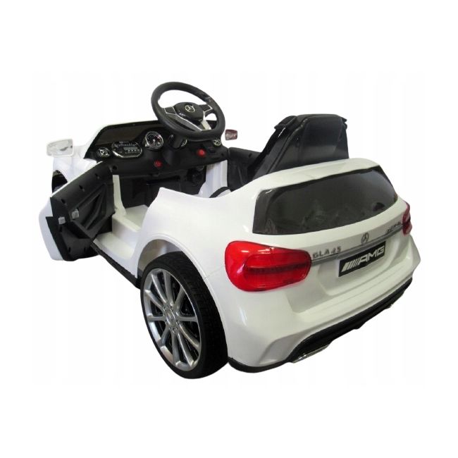Masinuta electrica cu telecomanda, roti eva, scaun piele mercedes gla45 - alb edeediamggla45elalb