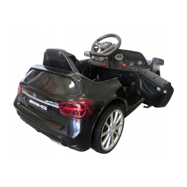 Masinuta electrica cu telecomanda, roti eva, scaun piele mercedes gla45 - negru edeediamggla45elnegru