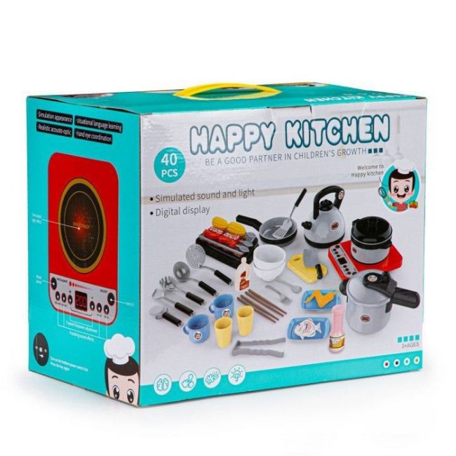 Set de barbeque cu led si sunete si 40 de elemente ecotoys hc485972 edeedihc485972