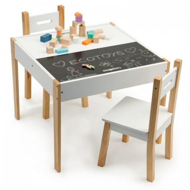 Set de masa cu doua scaune pentru copii ecotoys oti43 edeedioti43