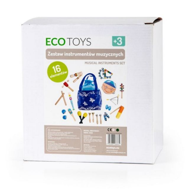 Set muzical din lemn cu 16 instrumente ecotoys mk0700401 edeedimk0700401