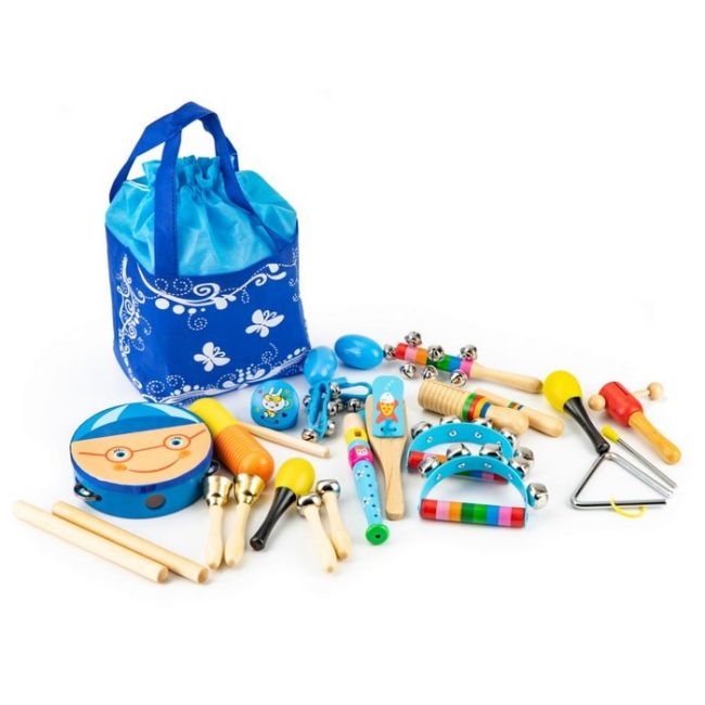 Set muzical din lemn cu 16 instrumente ecotoys mk0700401 edeedimk0700401
