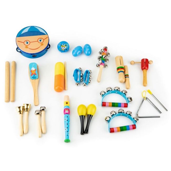 Set muzical din lemn cu 16 instrumente ecotoys mk0700401 edeedimk0700401