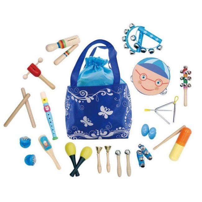 Set muzical din lemn cu 16 instrumente ecotoys mk0700401 edeedimk0700401