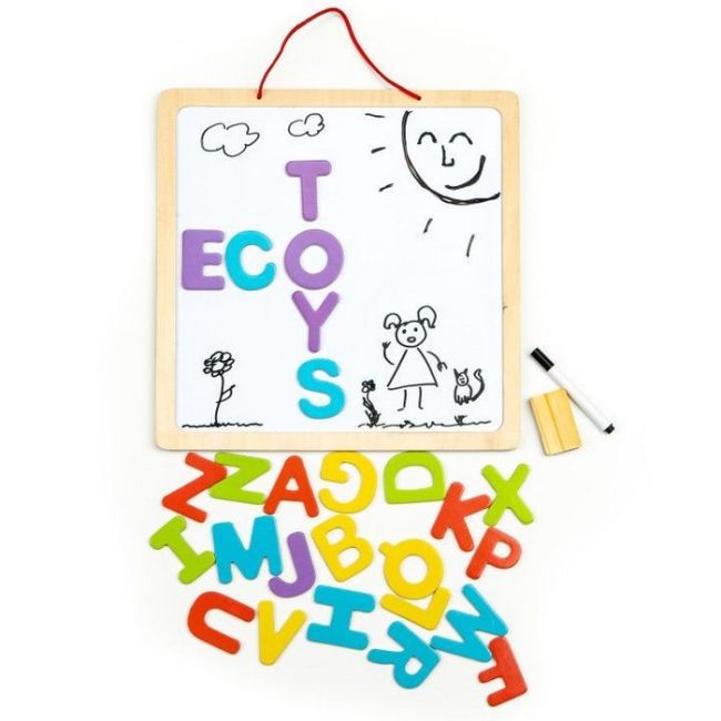 Tabla educationala 3 in 1 cu litere magnetice ecotoys esc-w-018a edeediesc-w-018a