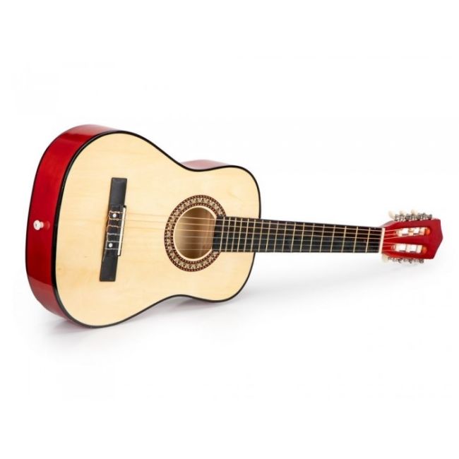 Chitara din lemn pentru copii cu 6 corzi ecotoys hx18026-34, 86 x 31 cm - rosu edeedihx18026-34red