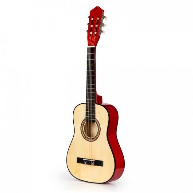 Chitara din lemn pentru copii cu 6 corzi ecotoys hx18026-34, 86 x 31 cm - rosu edeedihx18026-34red