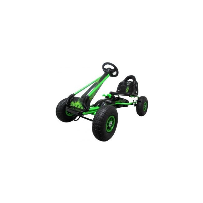 Kart cu pedale gokart, 3-6 ani, roti pneumatice din cauciuc, frana de mana, g3 r-sport - verde edeedifs588agreen