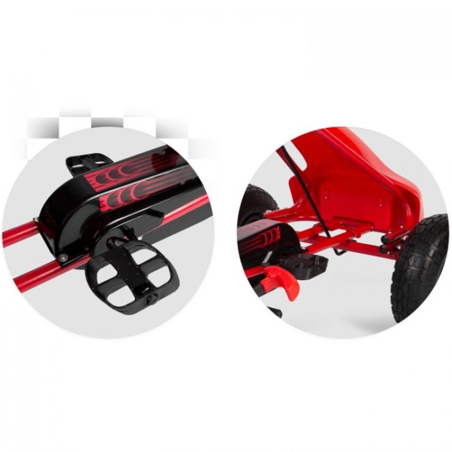 Kart cu pedale si roti gonflabile gokart rk-593 ricokids 759300, rosu edeedi759300