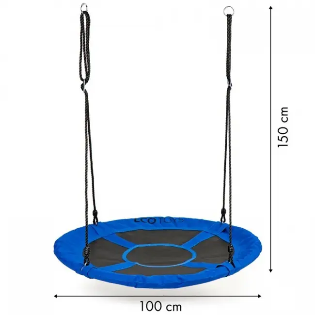 Leagan pentru copii rotund, tip cuib de barza, suspendat, 100 cm, ecotoys mir6001 - albastru edeedimir6001blue