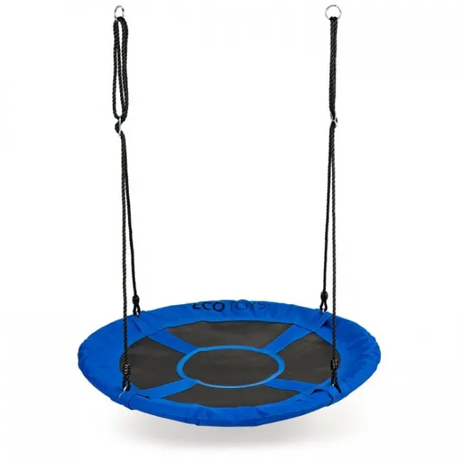 Leagan pentru copii rotund, tip cuib de barza, suspendat, 100 cm, ecotoys mir6001 - albastru edeedimir6001blue