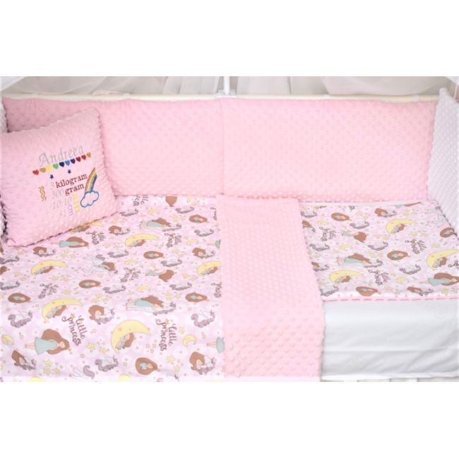 Lenjerie 3 piese model printese si plus minky roz PFC11110000453196