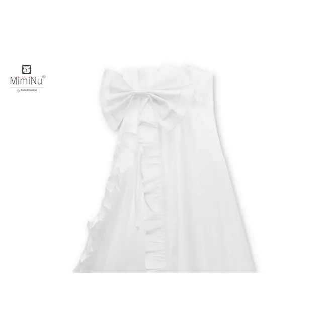 MimiNu - Baldachin din tull, pentru patut, cu funda si volan, 210x145 cm, Alb BYN6426972006828