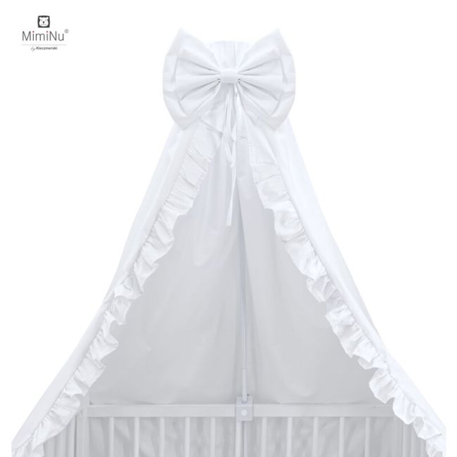 MimiNu - Baldachin din tull, pentru patut, cu funda si volan, 210x145 cm, Alb BYN6426972006828