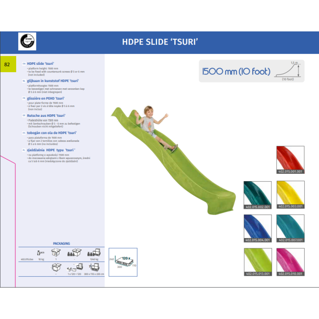 Tobogan hdpe tsuri rampa 150 cm lime green kb402.015.013.001