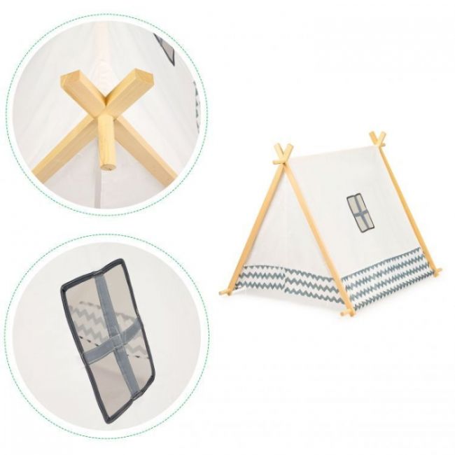 Cort de joaca pentru copii, tip wigwam (indian), cu structura din lemn ecotoys 8111 edeedi8111
