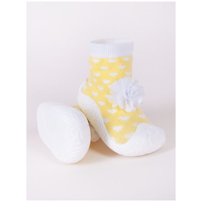 Mocasini galbeni pentru copii cu talpa antiderapanta - Floricica OB-137