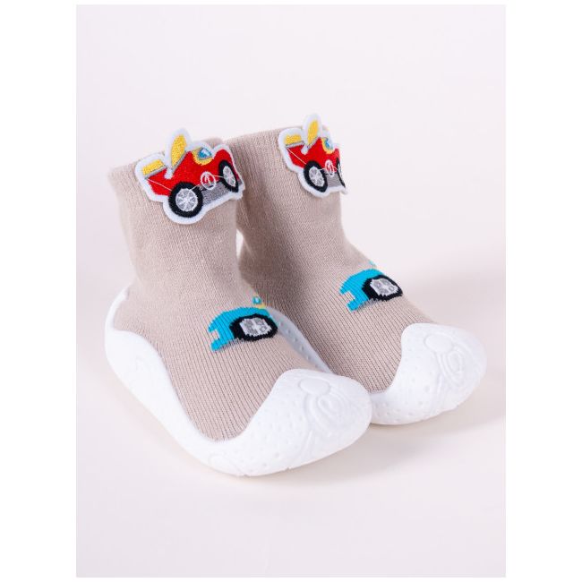 Mocasini GRI pentru copii cu talpa antiderapanta - Masinuta de curse OB-140.Marimea 24