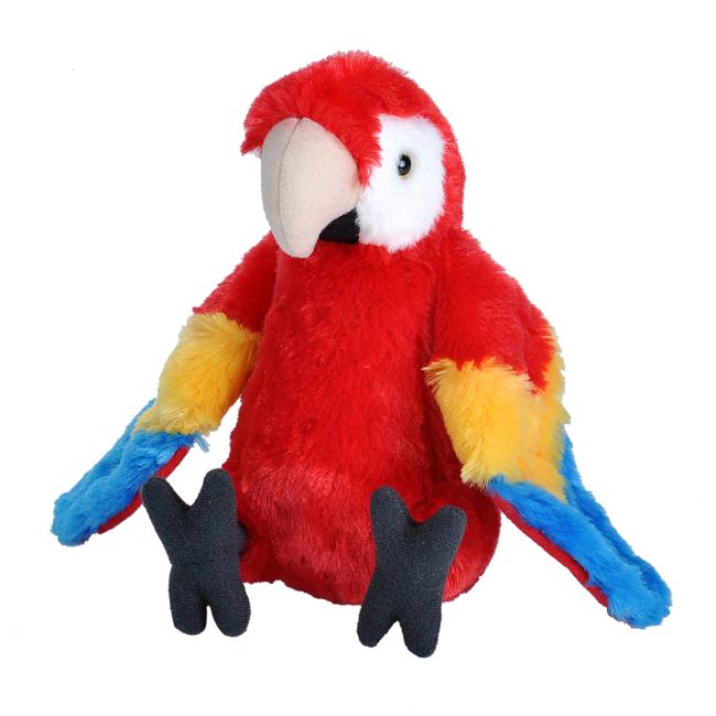 Papagal macaw stacojiu - jucarie plus wild republic 20 cm wr12293
