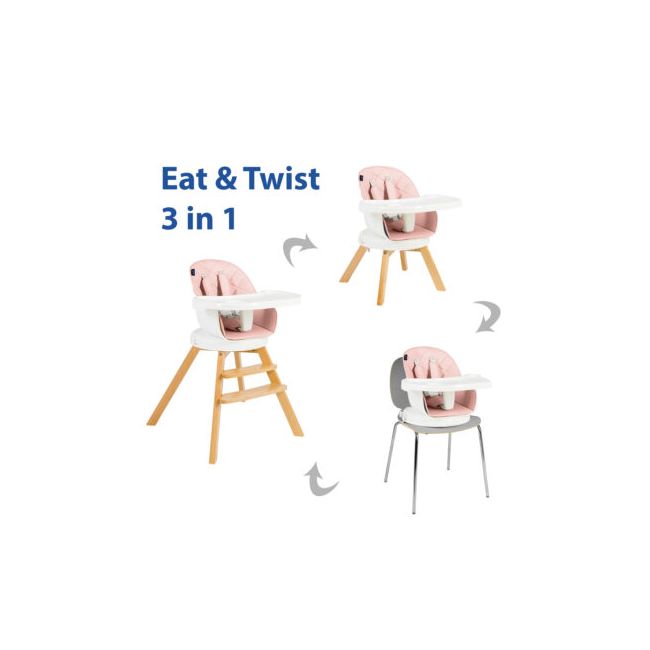 Scaun de masa 3 in 1 Juju Eat&Twist, Roz JUJJU1021-Pink