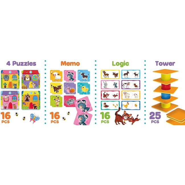 Joc de logica 4 in 1 - animalute jucause
